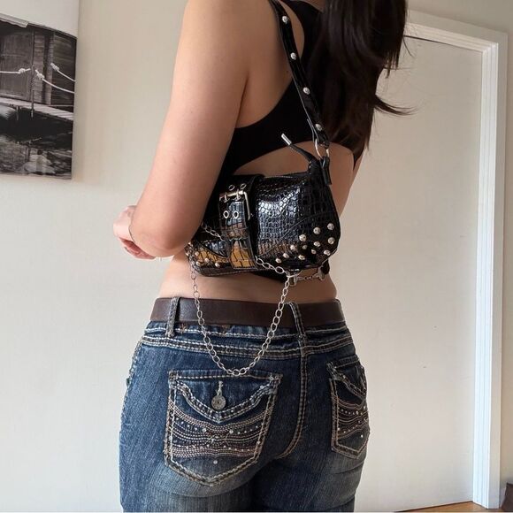 Y2K bedazzled low rise skinny jeans - Picture 1 of 6